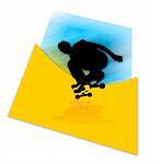Colorful illustration of skater silhouette