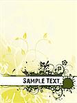 Abstract vector sample text on yellowish background of floral design, illustration