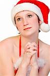 portrait of a beautifull girl dressed up for christmas. File has a clipping path for your covenience.