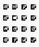 Set vector black buttons on white background with pictograms for web, wallpaper