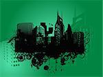 vector illustration of urban  city on green background