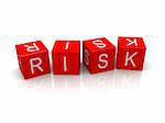 3d rendered illustration of red cubes with the word risk