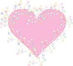 Pink Heart vecotr on white background with bubbles flowing around it