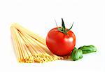 Close up of basic ingredient for italian spaghetti