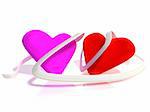 3d the image of two hearts with a beautiful tape