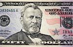 A US fifty dollar bill macro