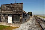 Tumbledown building along the railroad tracks, Alviso, California