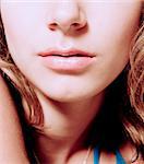 Studio portrait of the lips of a teenage model