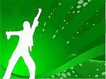 Vector sexy silhouette female dancing composition in green, illustration