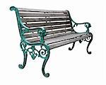 Ornate park seat with clipping path