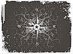 Compass panel in grunge white frame, illustration