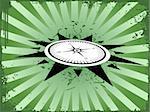 Vector illustration of compass on grunge wavy background