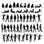 50 different highly detailed silhouettes of man