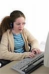 A teen girl coming across disturbing internet content while doing her homework online.