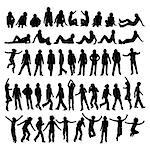 50 different highly detailed silhouettes of man