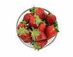 strawberry in transparent cup on white background