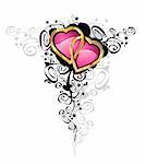 Hearts of love / vector  Hearts are made of gold and brilliants Contains the separated layers