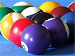 Photograph of a set of billiard balls.