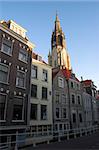 Delft city centre - town hall and the cathedral in early morning hours