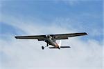 Light plane landing at Palo Alto Airport, California