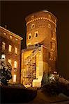 Sandomierz Tower on Wawel Hill at night