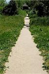 Foliage-lined path, Mission San Juan Bautista, San Juan Bautista, California