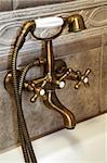 The beautiful bronze faucet in a bathroom