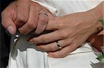 hands and rings of a wedding couple