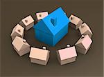 3d rendered illustration from a ring of little houses