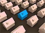 3d rendered illustration of many little houses standing in lines