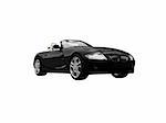 isolated black cabriolet car on a white background