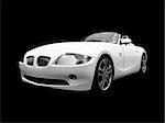 isolated white cabriolet on a black background