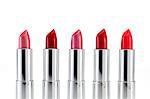 Five lipsticks in a row