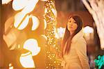 Japanese Women Walking Outdoor And Surrounded By Lightening