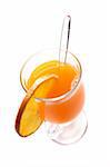 fresh orange drink on the white background