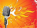 vector illustratio of microphone on a musaical background