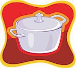 Illustration of pressure cooker in red background