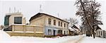 Old town houses in bad condition at winter. Panorama made from 50 frames. Extra high resolution.