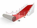 3d rendered illustration of a red carpet with barriers
