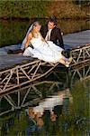 wedding couple on lake