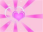 Two hearts against a pink vortex background.