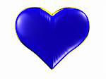 Isolated blue heart with gold edging on white background. Please see some similar pictures from my portfolio