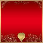 beautiful red and gold background frame with love heart