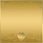 beautiful gold floral frame with love heart