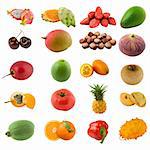 large page of fruits and nuts on white