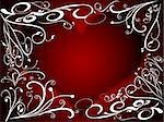 Red white illustrated valentine background with heart and flowers