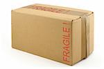 fragile cardboard box on white