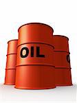3d rendered illustration of three oil barrels