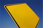 Blank Yellow Road Sign - Ready for Your Message. Taken with Wide Angle Lens.