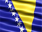 Computer generated illustration of the flag of Bosnia Herzegovina with silky appearance and waves